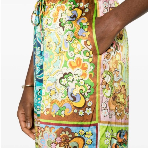 NWT Alémais “Dreamer” Wide Leg Silk Pants in “Multi” print - 10 (US)/14 (UK) - Picture 3 of 12